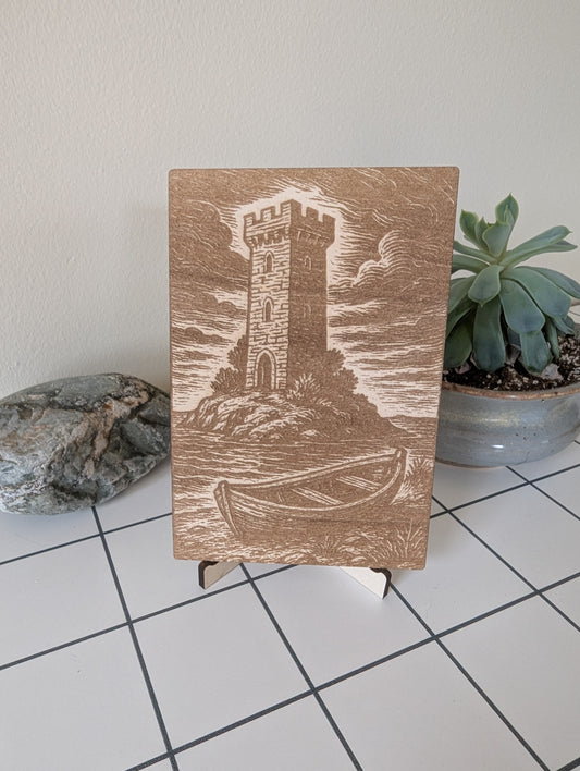 Tower Island, Woodcut Engraving