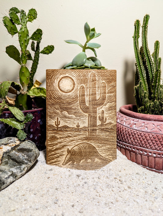 Armadillo Under the Sun, Woodcut Engraving