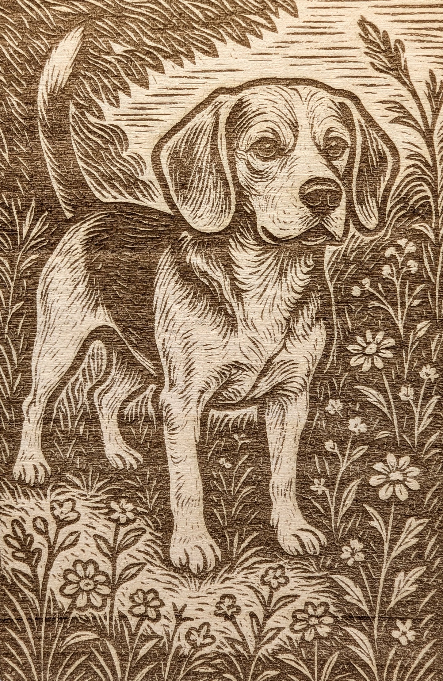 Beagle, Woodcut Engraving