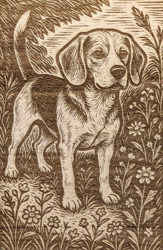 Beagle, Woodcut Engraving