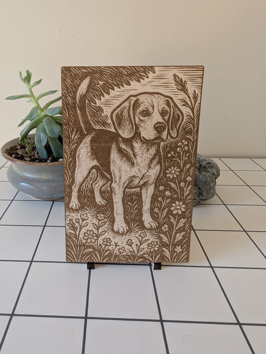 Beagle, Woodcut Engraving