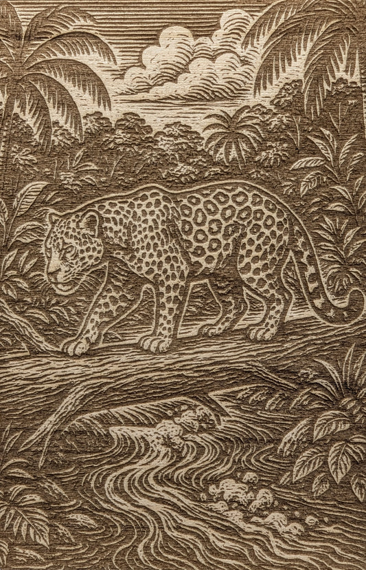 Jaguar in the Jungle, Woodcut Engraving