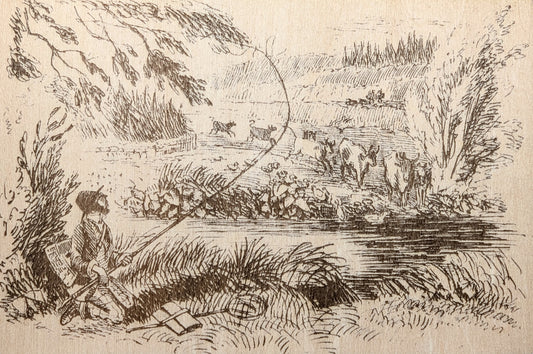 The Riverside, Woodcut Engraving