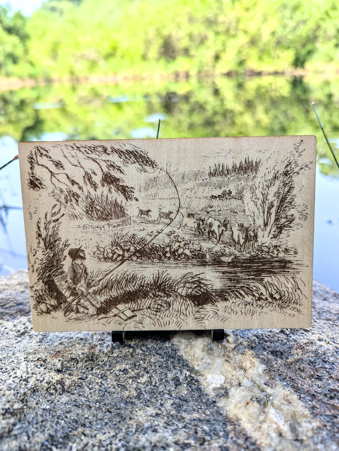 The Riverside, Woodcut Engraving